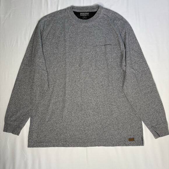 Pendleton Men’s Gray Long Sleeve Crew Neck Pullover Shirt Cotton Size Large - Picture 1 of 8